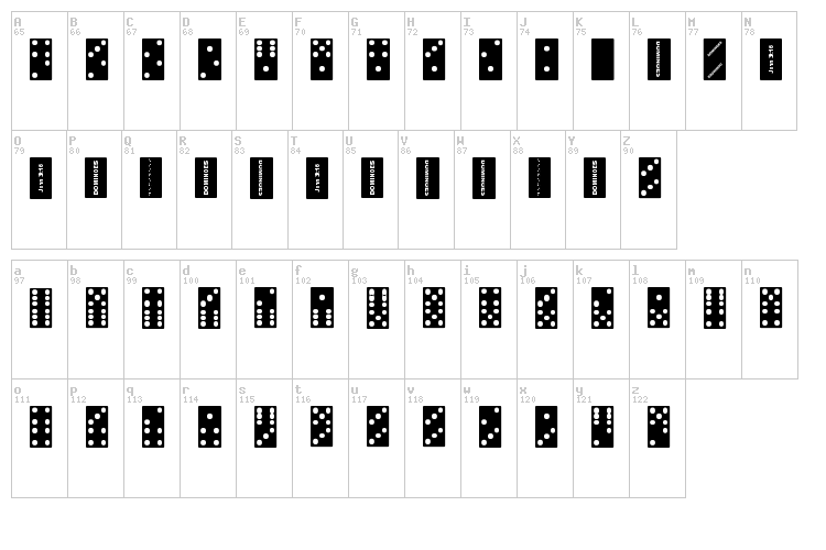 FE Dominoes font map